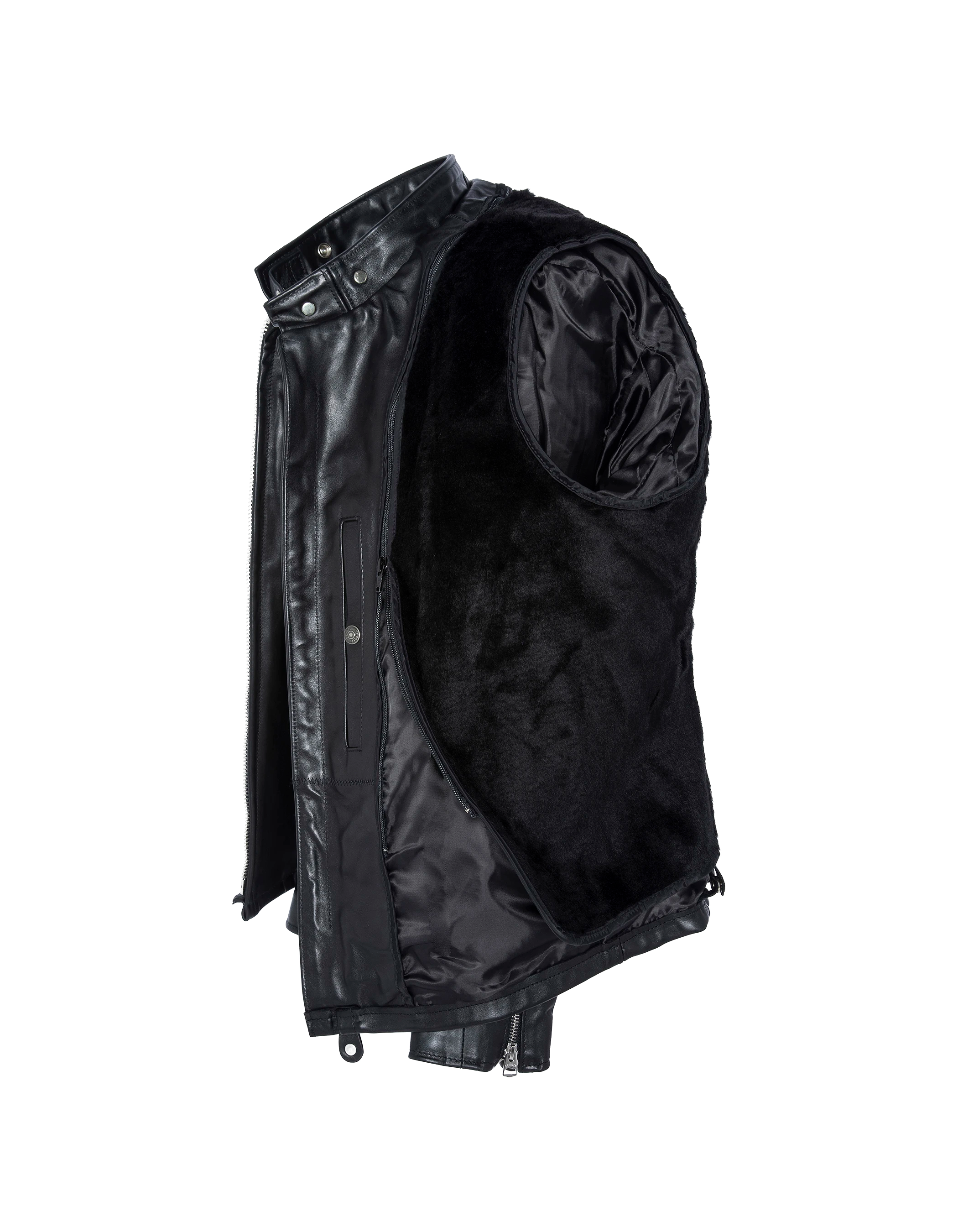 Blouson motard noir mythique USA, cuir de vachette-3