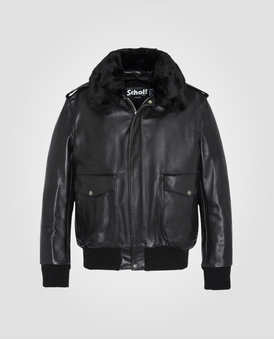 Blouson pilote noir type A-2 mythique USA, cuir de vachette