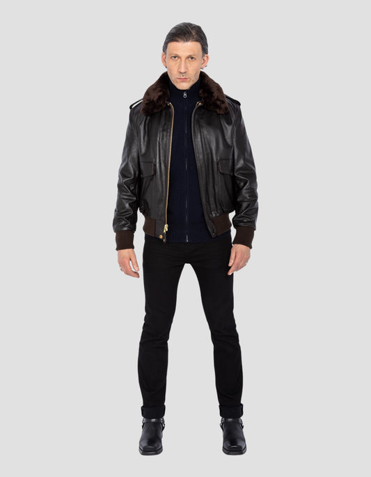 Type A -2 Vintage black pilot jacket, cowhide leather - LC5331X Type A -2 Vintage black pilot jacket, cowhide leather - LC5331X