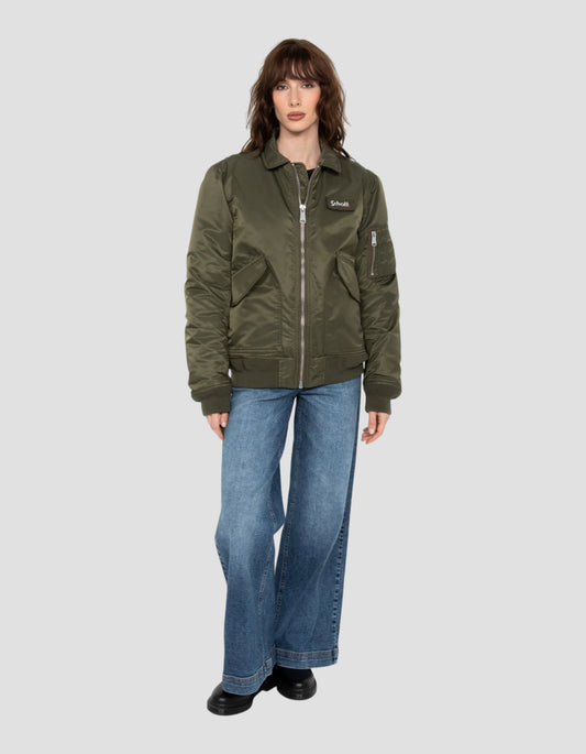 Bomber CWU army kaki en nylon recyclé, coupe ajustée