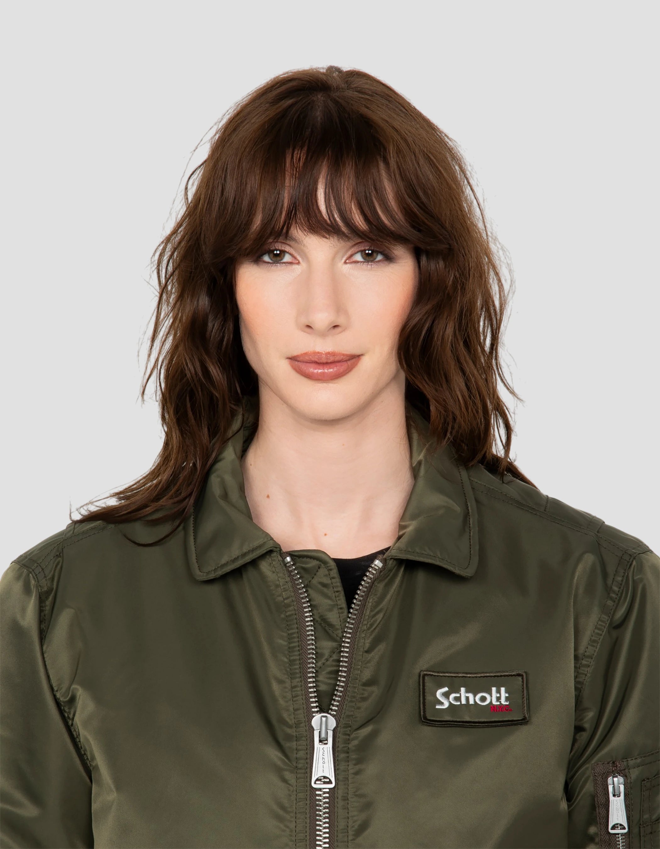 Bomber CWU army kaki en nylon recyclé, coupe ajustée-5