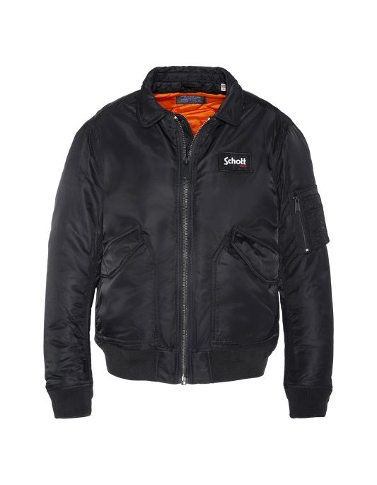 Bomber CWU Black in recycled nylon, fitted cut, large size