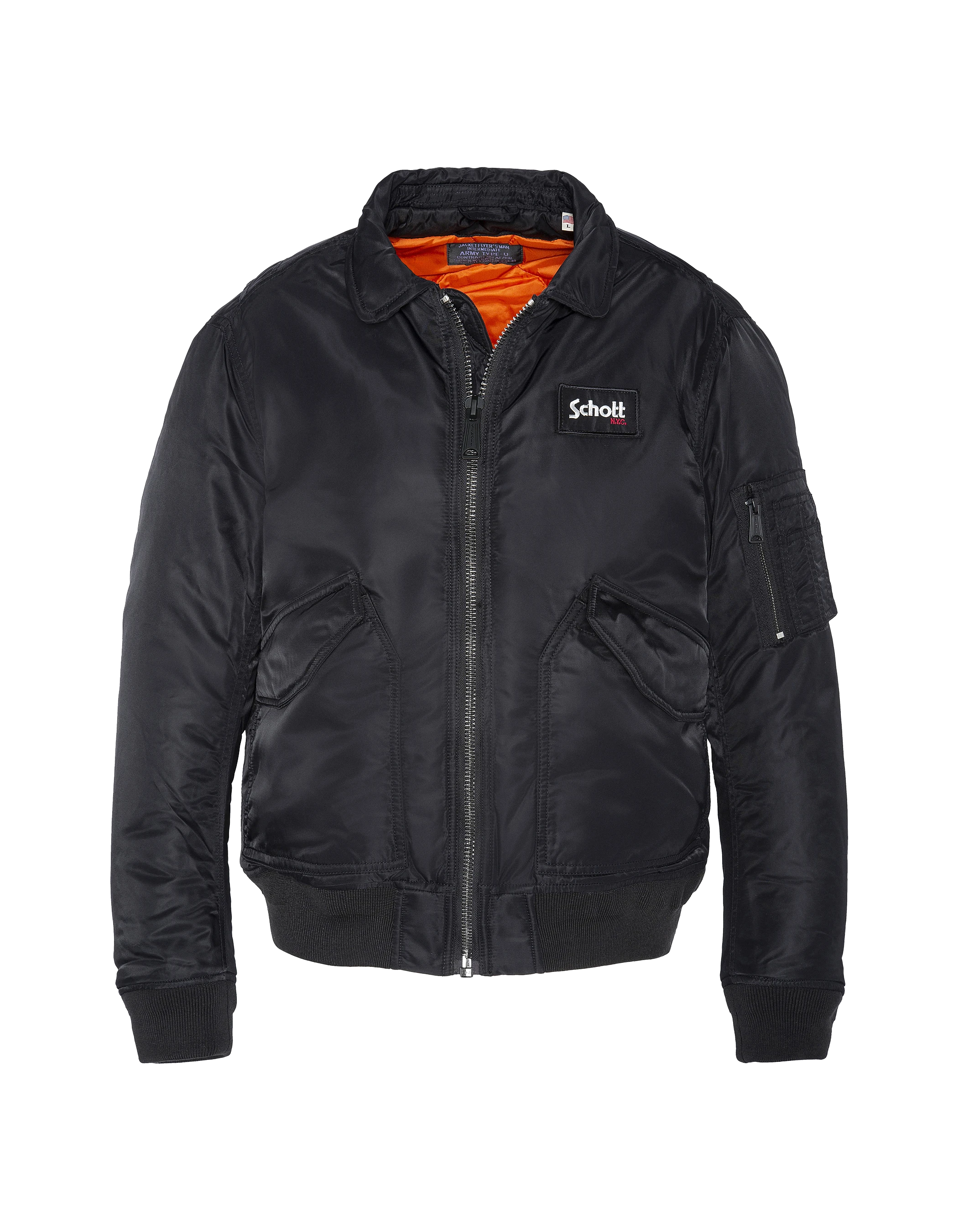 Bomber CWU Black in recycled nylon, fitted cut, large size Bomber CWU Black in recycled nylon, fitted cut, large size
