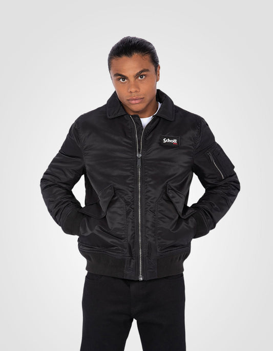 Bumber CWU Black in recycled nylon, fitted cut