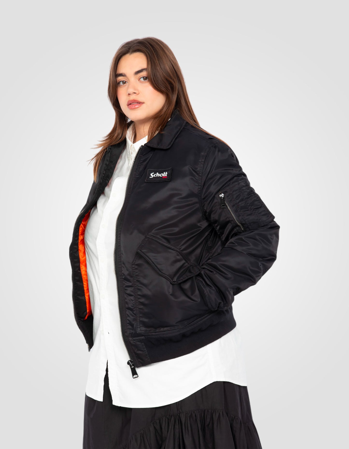 Bomber CWU noir en nylon recyclé, coupe ajustée, grande taille