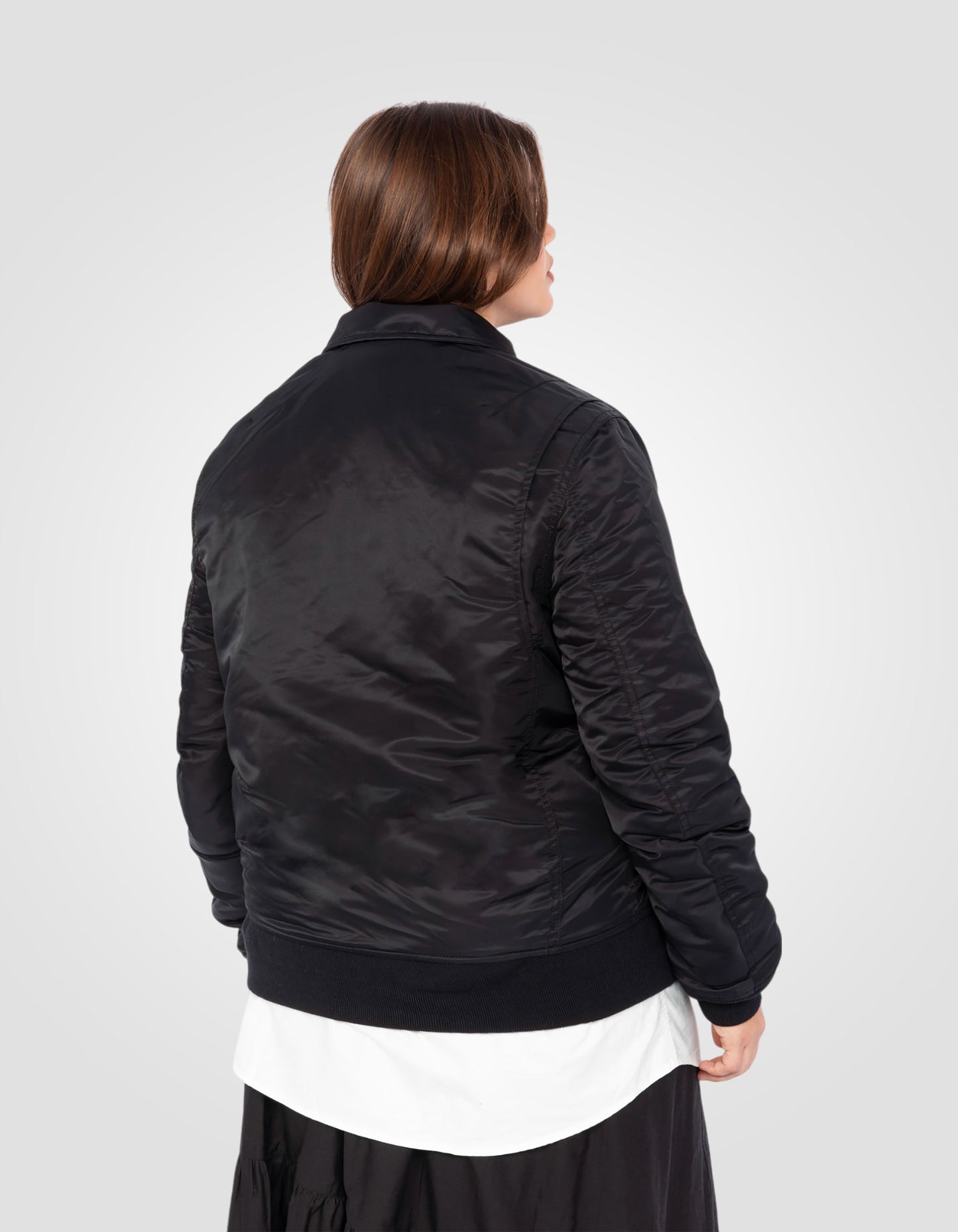 Bomber CWU noir en nylon recyclé, coupe ajustée, grande taille