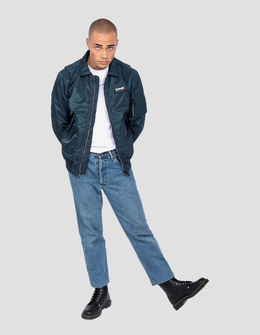 Bumber cwu blu navy in nylon riciclato, taglio regolato