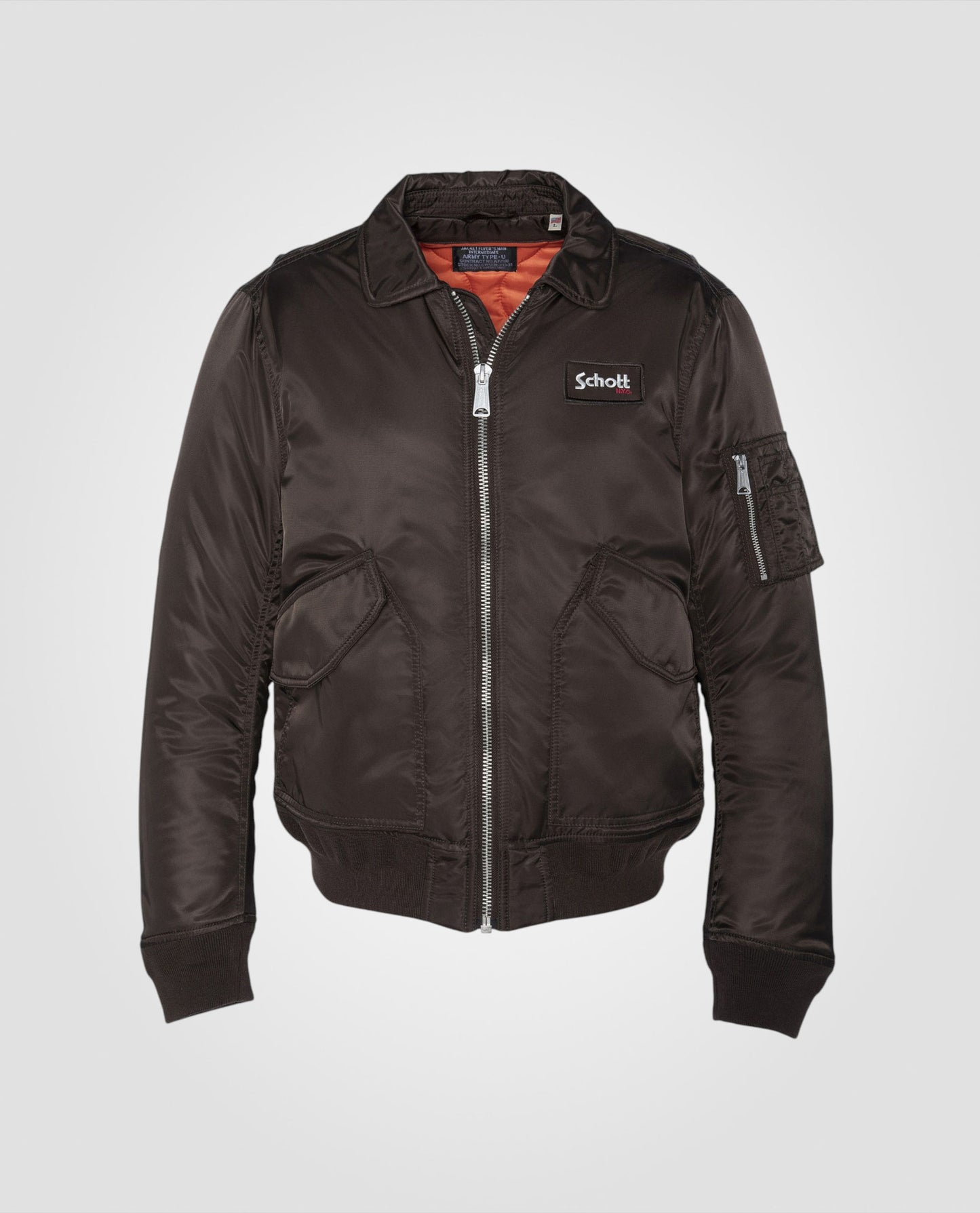 Bomber CWU marron foncé en nylon recyclé, coupe ajustée, grande taille