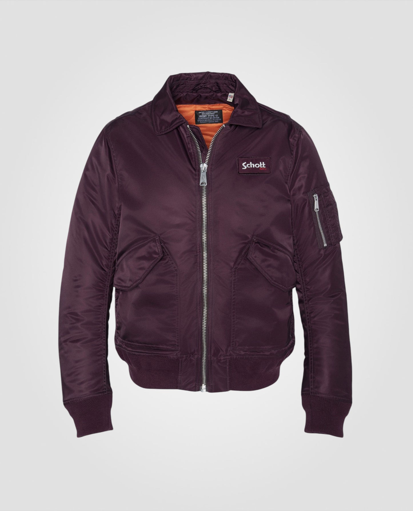 Bomber CWU bordeaux foncé en nylon recyclé, coupe ajustée, grande taille