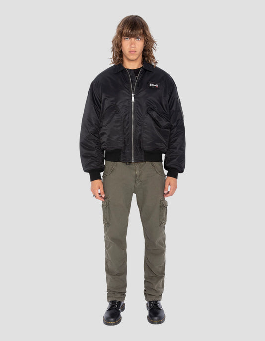 Bomber CWU Black degli anni '90 in nylon riciclato, oversize Cut