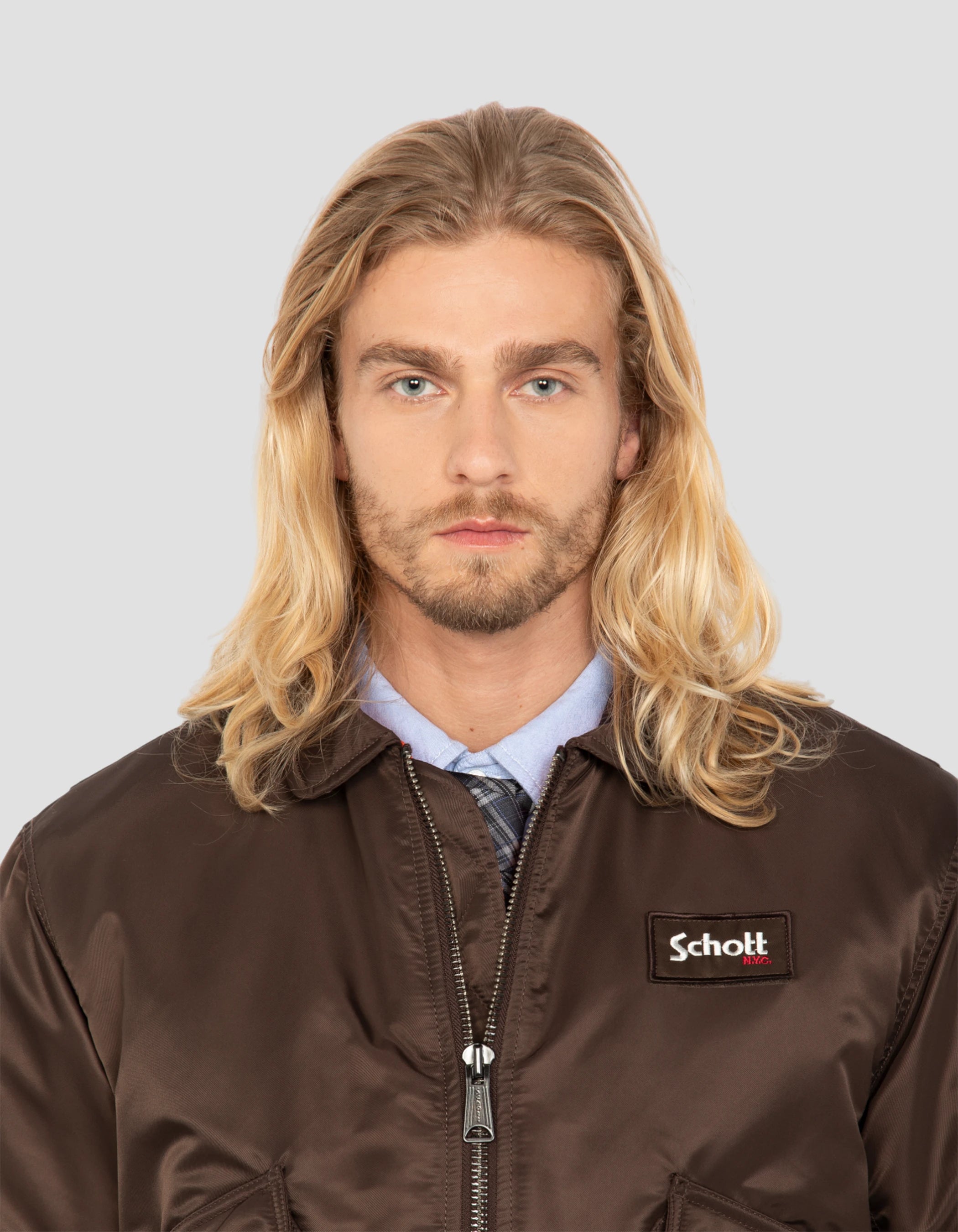 Bomber CWU 90's dark brown in recycled nylon, Oversize cut-6