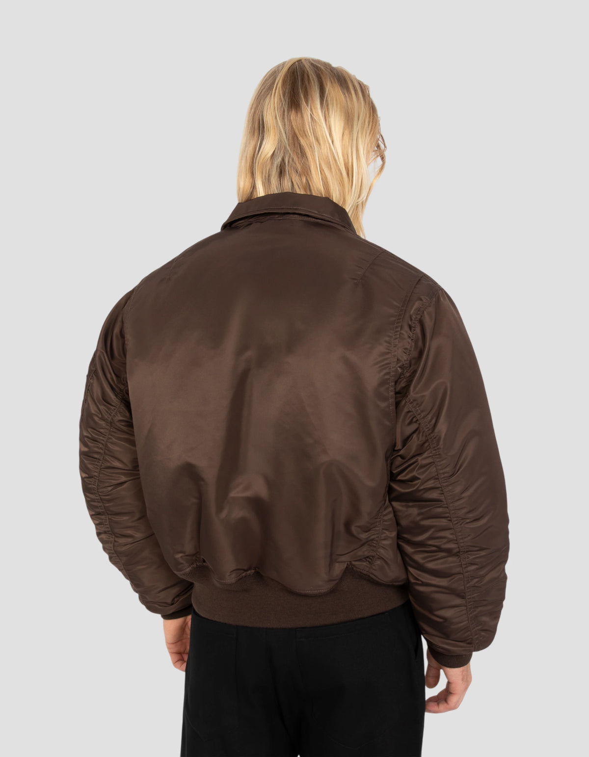 Dark brown 90s CWU bomber jacket in recycled nylon, oversized fit Dark brown 90s CWU bomber jacket in recycled nylon, oversized fit