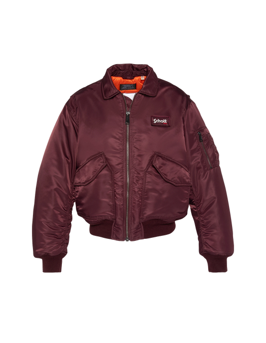 Bomber CWU 90's dark brown in recycled nylon, oversized cut