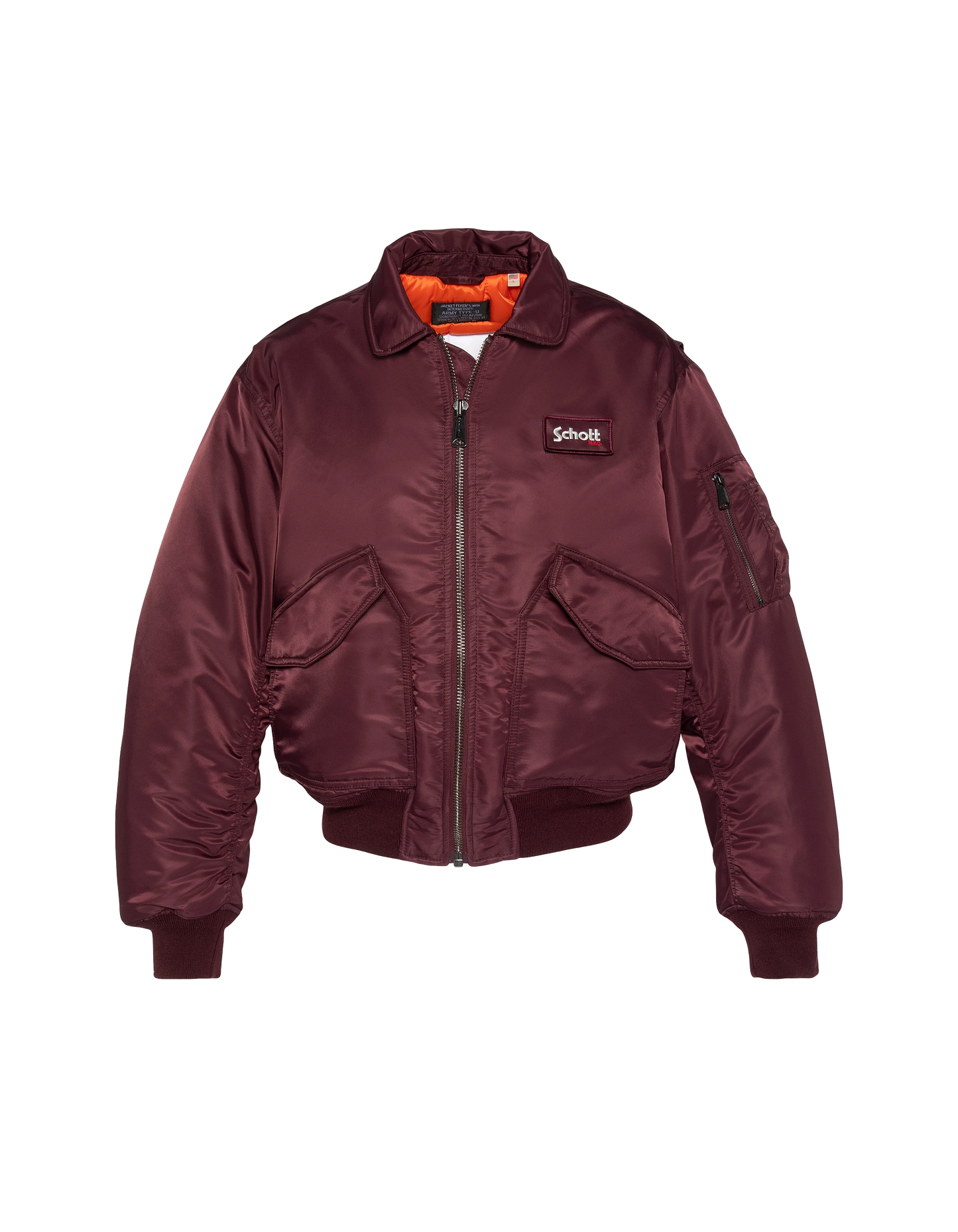 Bomber CWU 90er Jahre Dark Bordeaux in recyceltem Nylon, übergroßer Schnitt