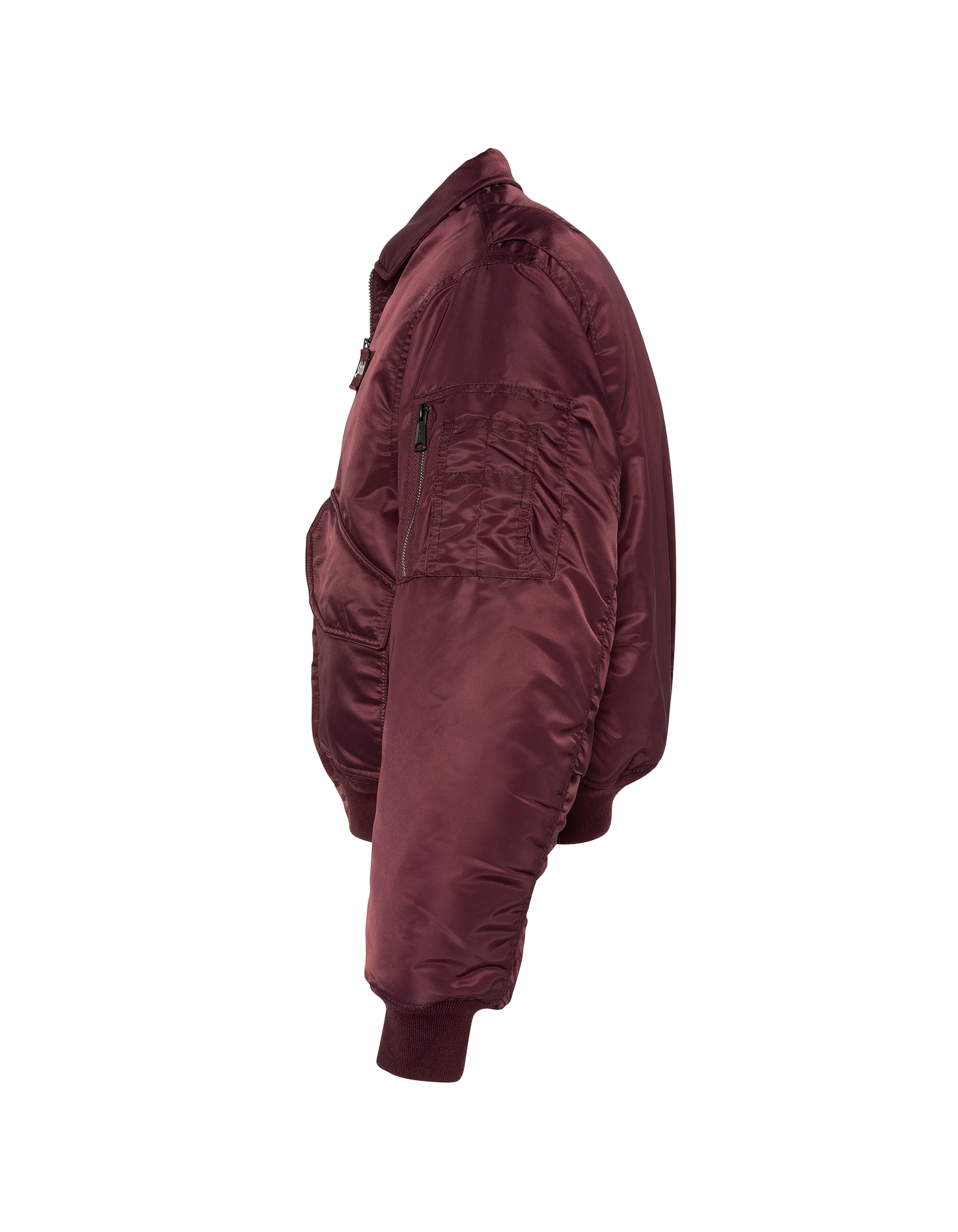 Bomber CWU 90er Jahre Dark Bordeaux in recyceltem Nylon, übergroßer Schnitt