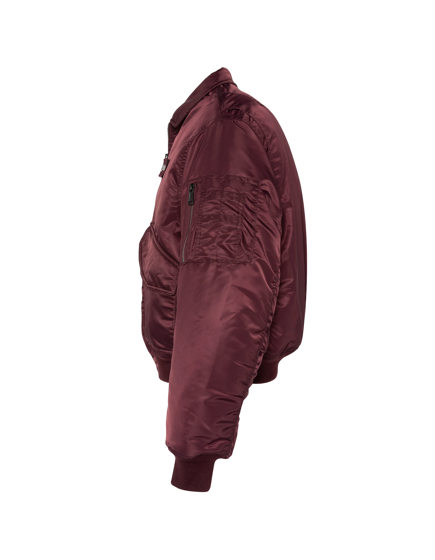 Bomber CWU 90er Jahre dunkler Burgund in recyceltem Nylon, übersiegter Schnitt, großer Größe