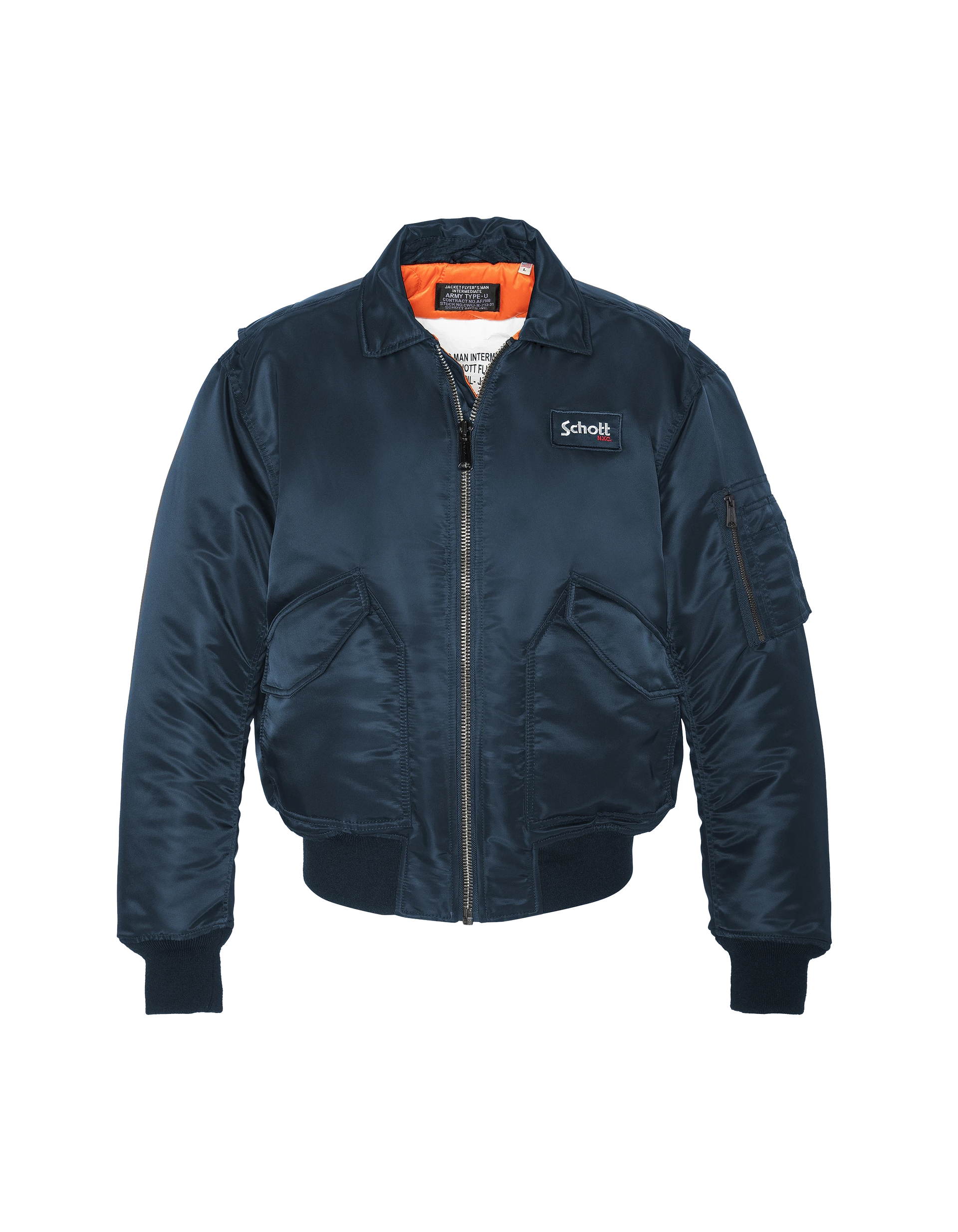 Bomber CWU 90's navy blue in recycled nylon, oversized cut, large