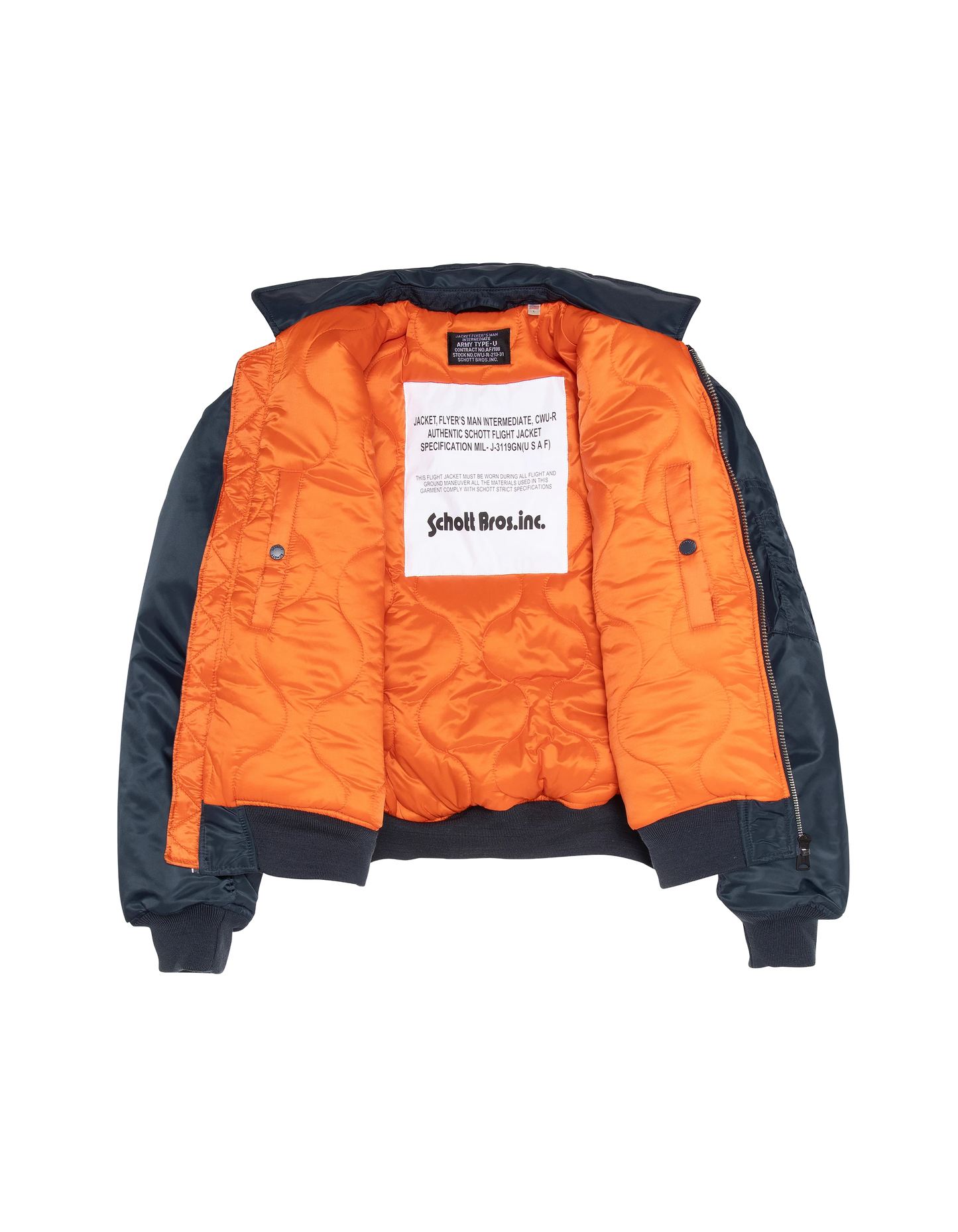 Bomber CWU 90's navy blue in recycled nylon, oversize cut