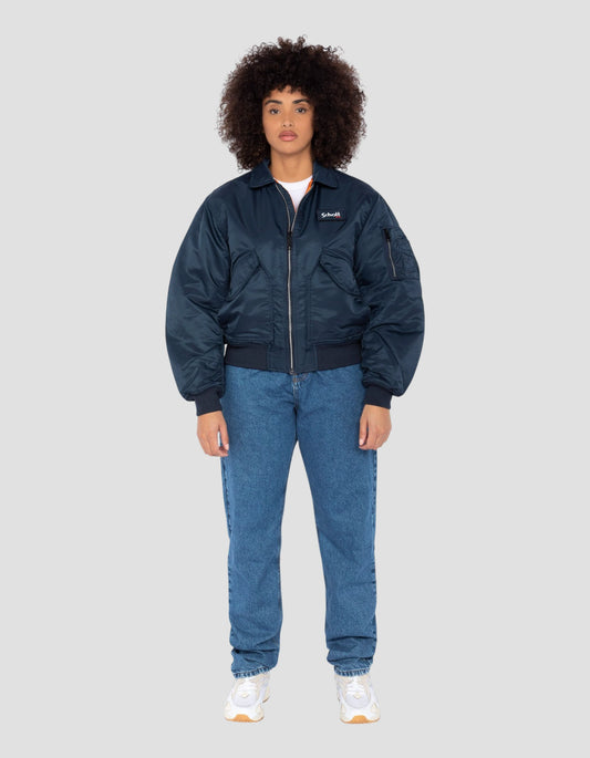 Bomber CWU 90's bleu marine en nylon recyclé, coupe oversize