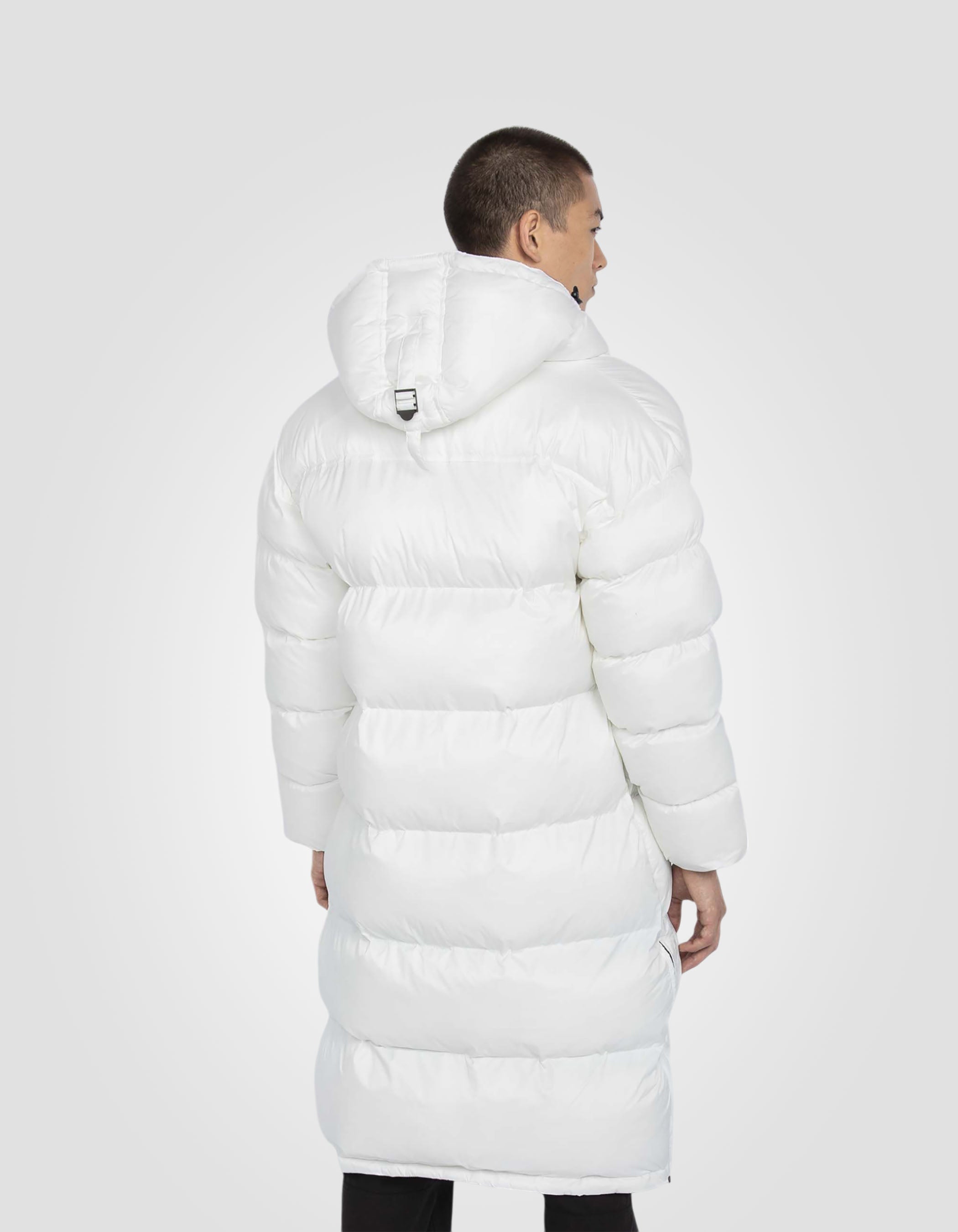 Extra lange Kapuze -Weiß -Down -Jacke-6