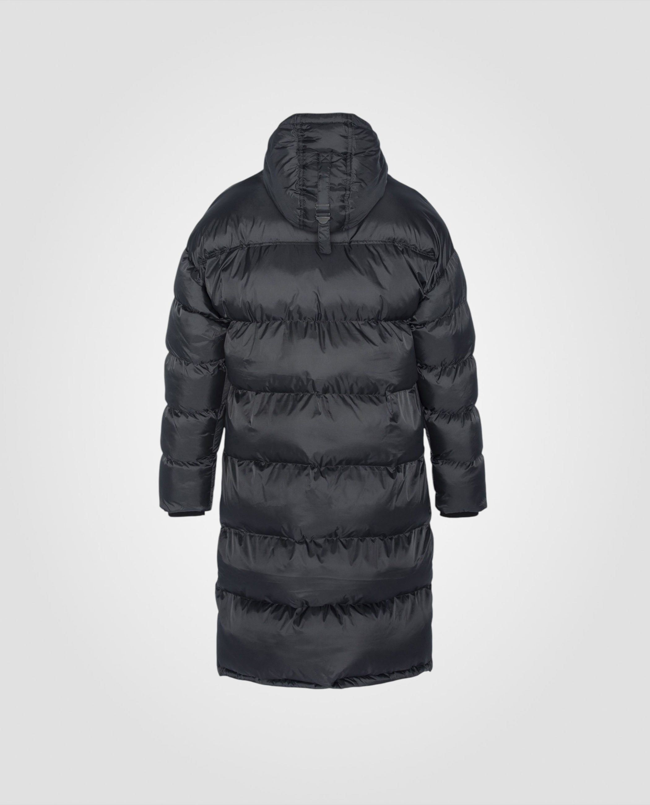 Doudoune anthracite extra longue à capuche, grande taille-2