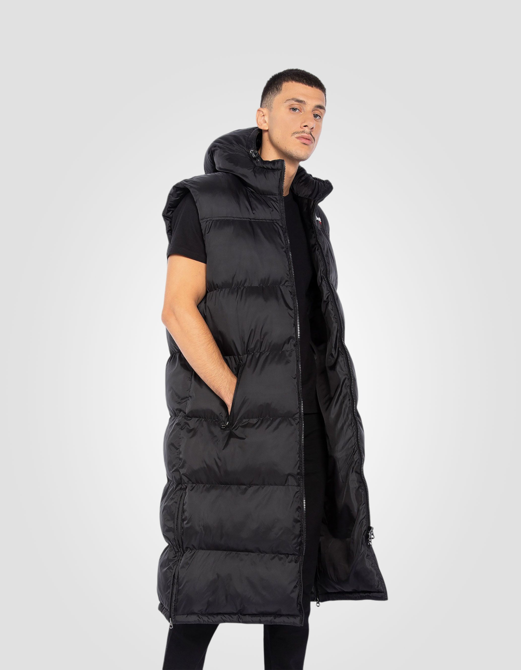 Extra long black jacket with sleeveless hood - 2190MAXV | Schott NYC®
