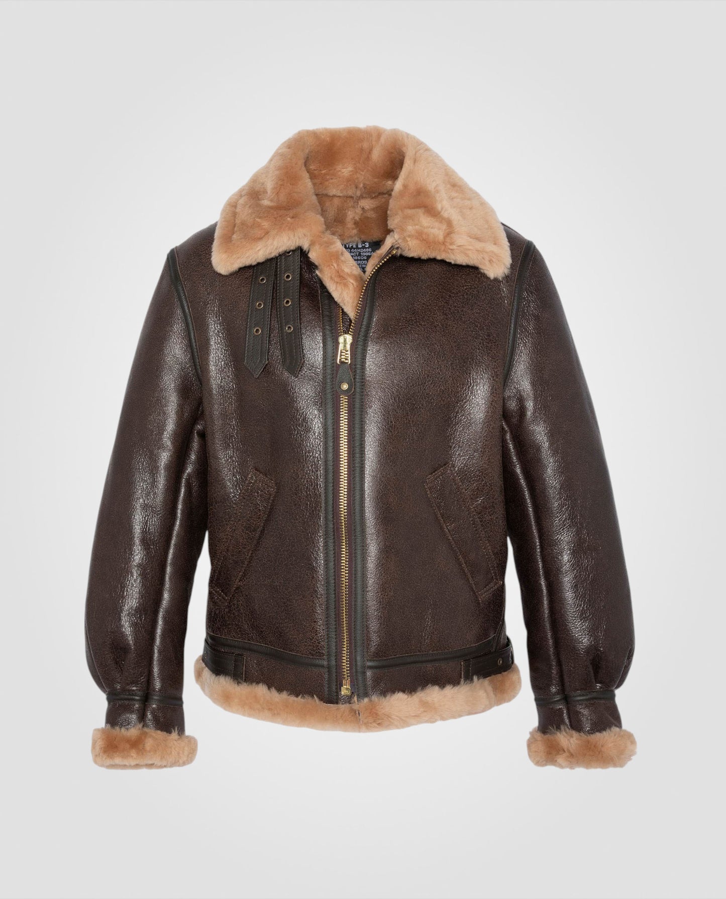 Bomber B-3 Kastanien und vergoldete mythische USA, Schafleder