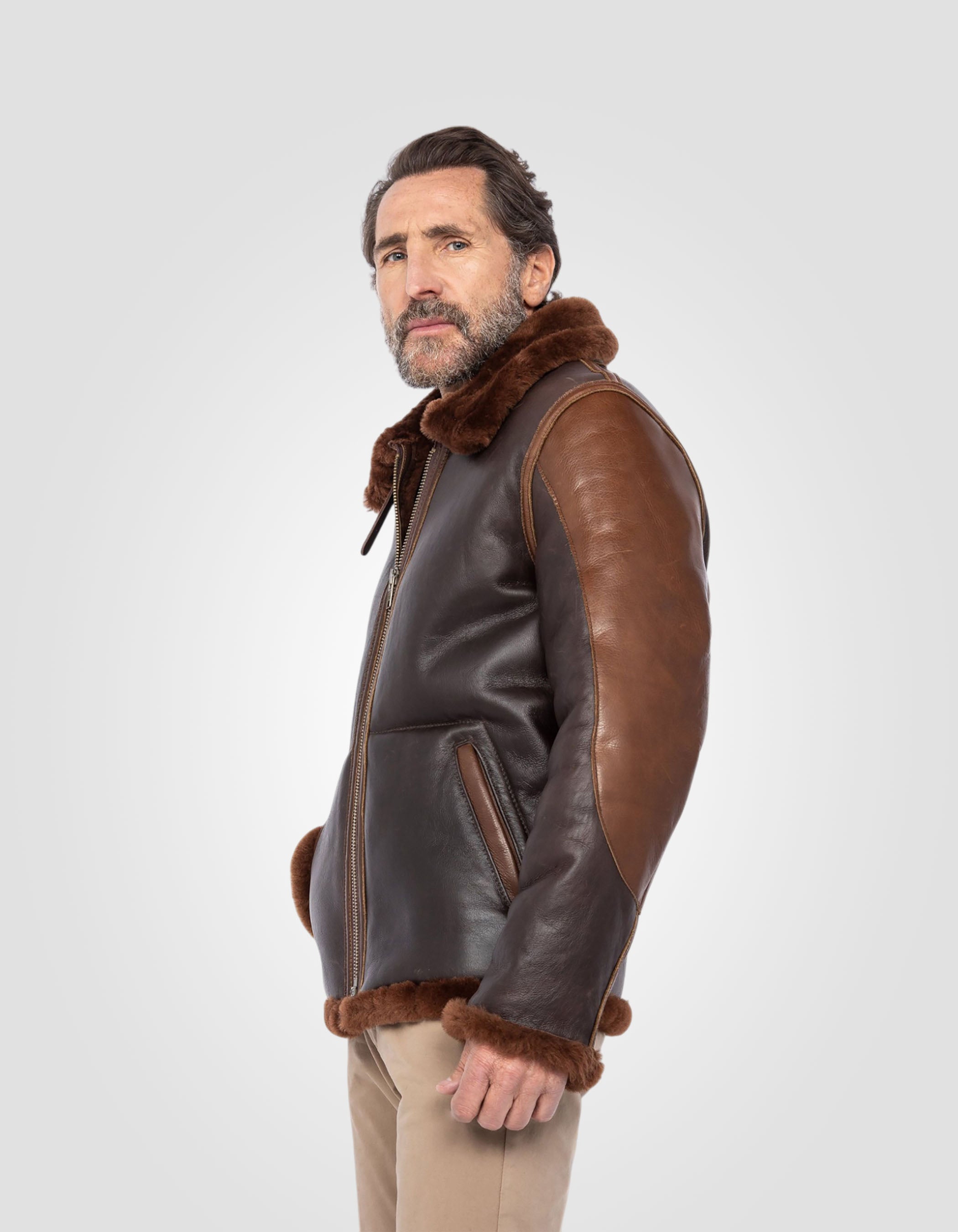 Blouson bombardier B-3 mythique USA, cuir de mouton-4