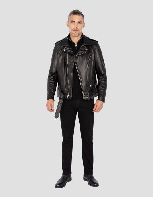 Perfecto® grained black one legendary usa jacket, cowhide leather