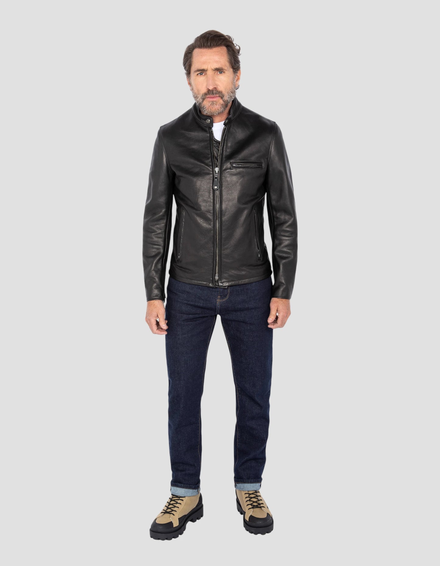 Blouson motard noir mythique USA, cuir de vachette