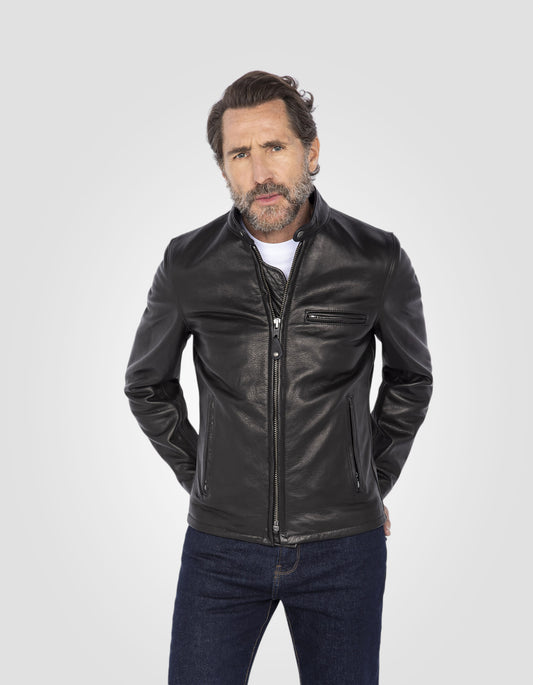 Blouson motard mythique USA, cuir de vachette