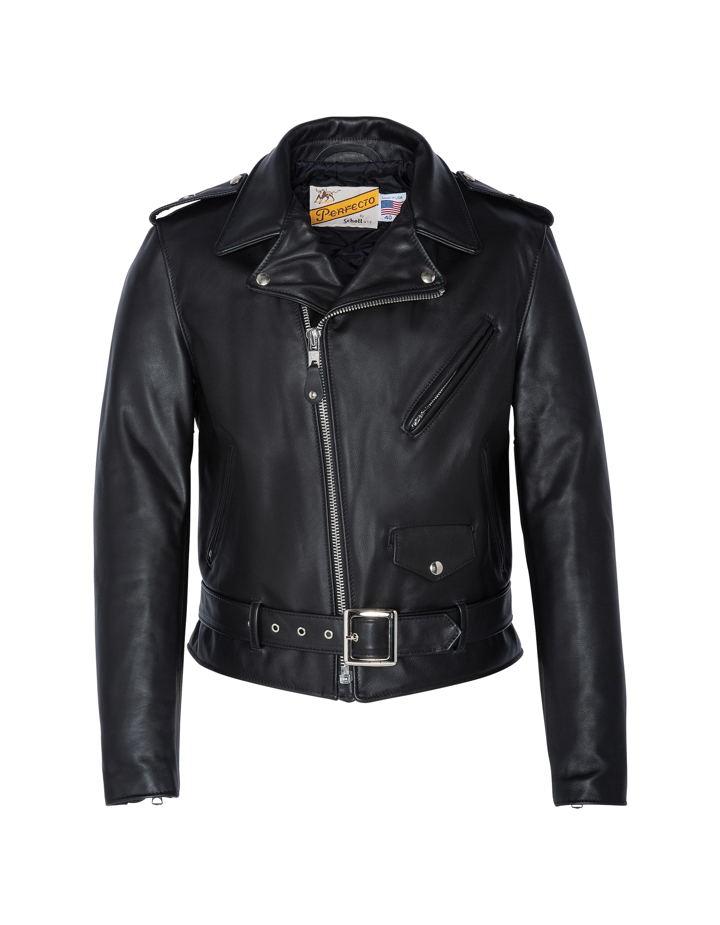 Estrella legendaria de la chaqueta negra perfecta®, cuero de piel de vaca