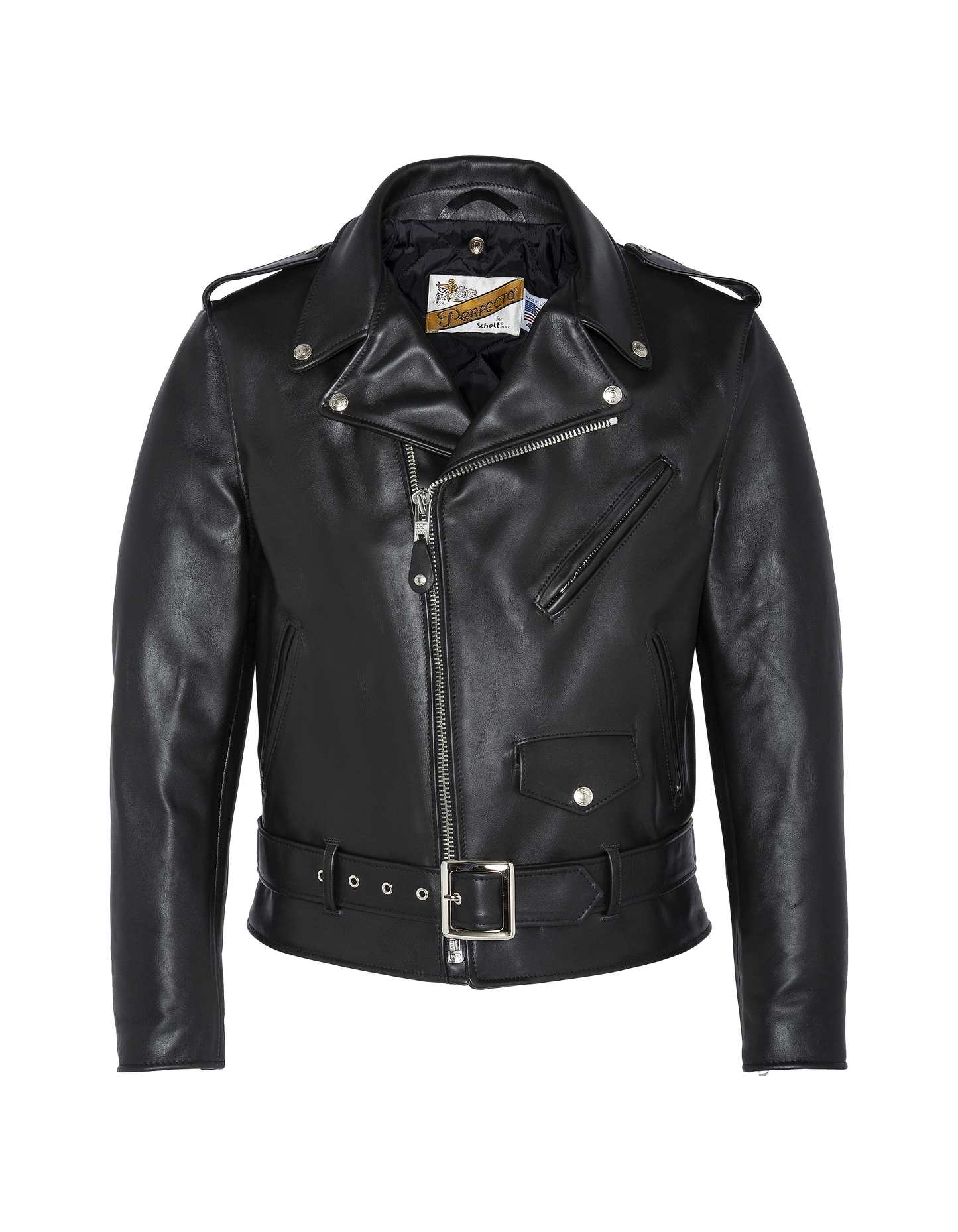 Mythical USA Black Perfecto® Chaqueta, cuero de cuero de vaca