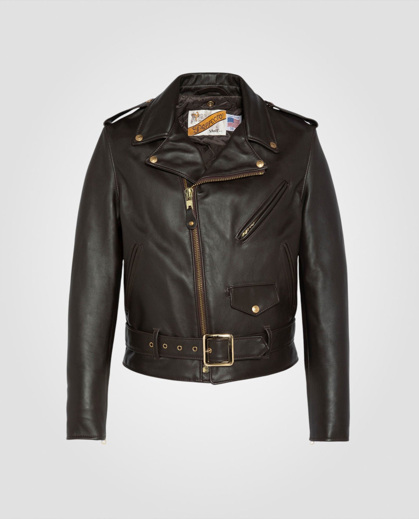 Lythic brown perfecto® jacket, cowhide leather
