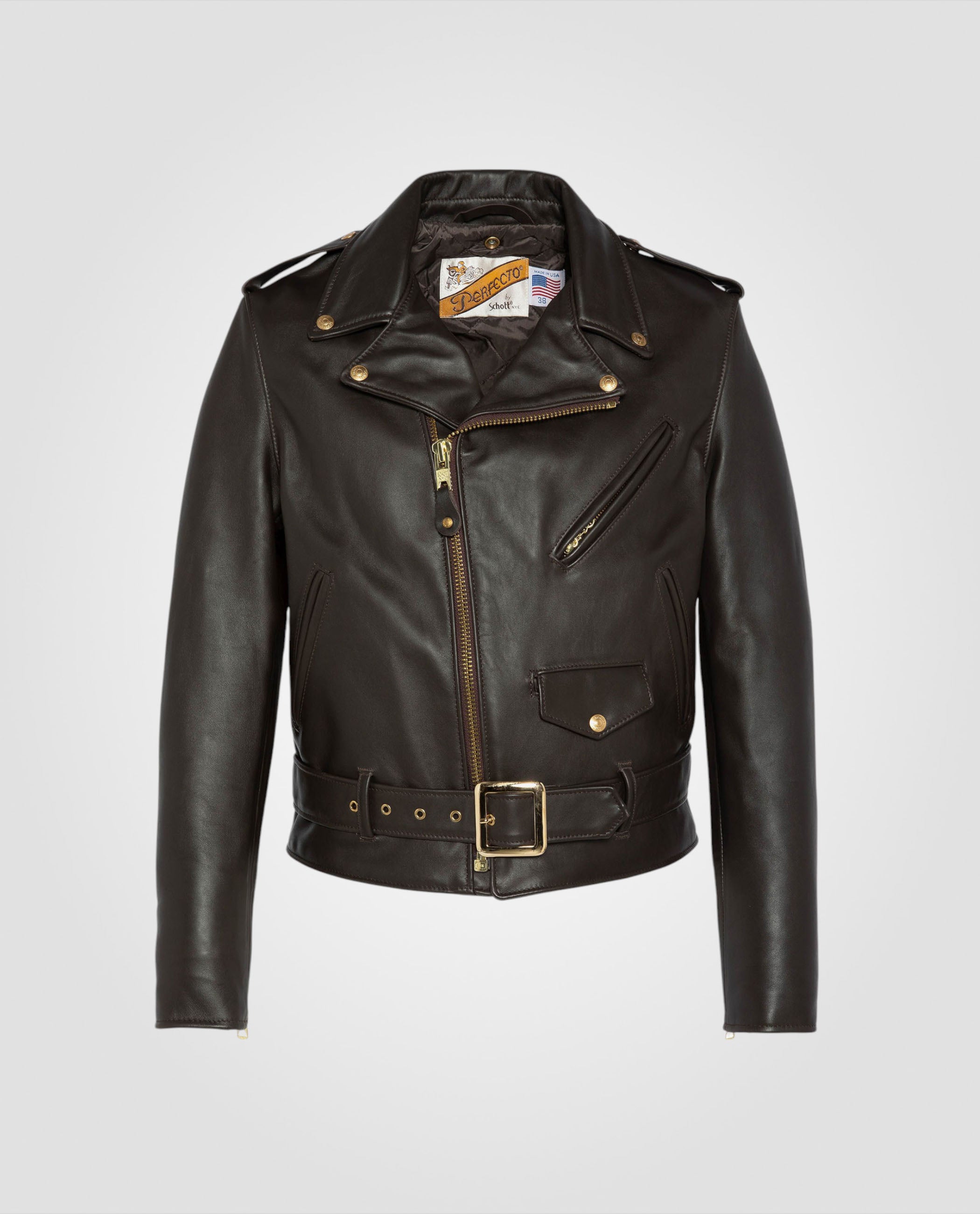 Lythic brown perfecto® jacket, cowhide leather-1