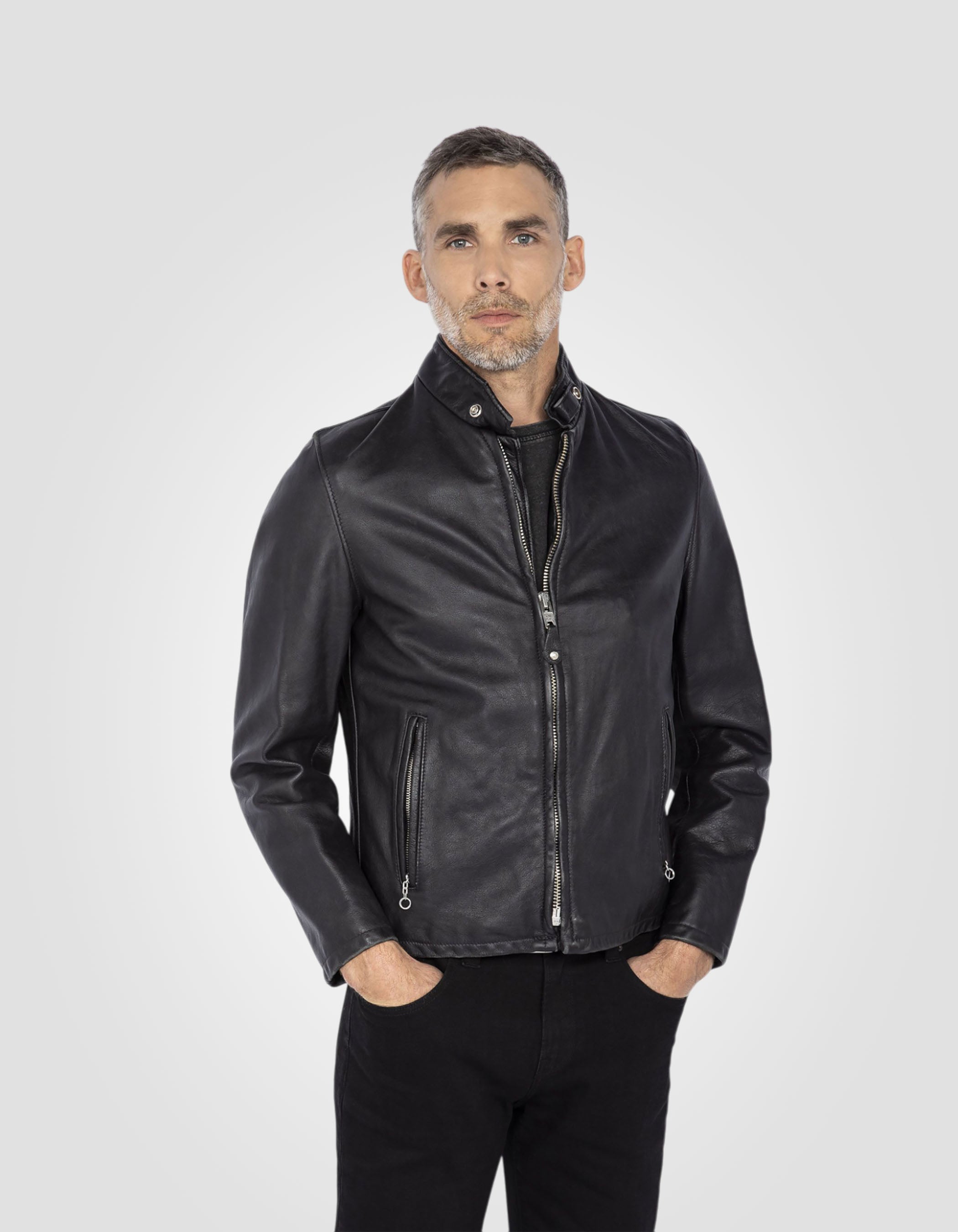 Blouson café racer vintage noir mythique USA, cuir de vachette