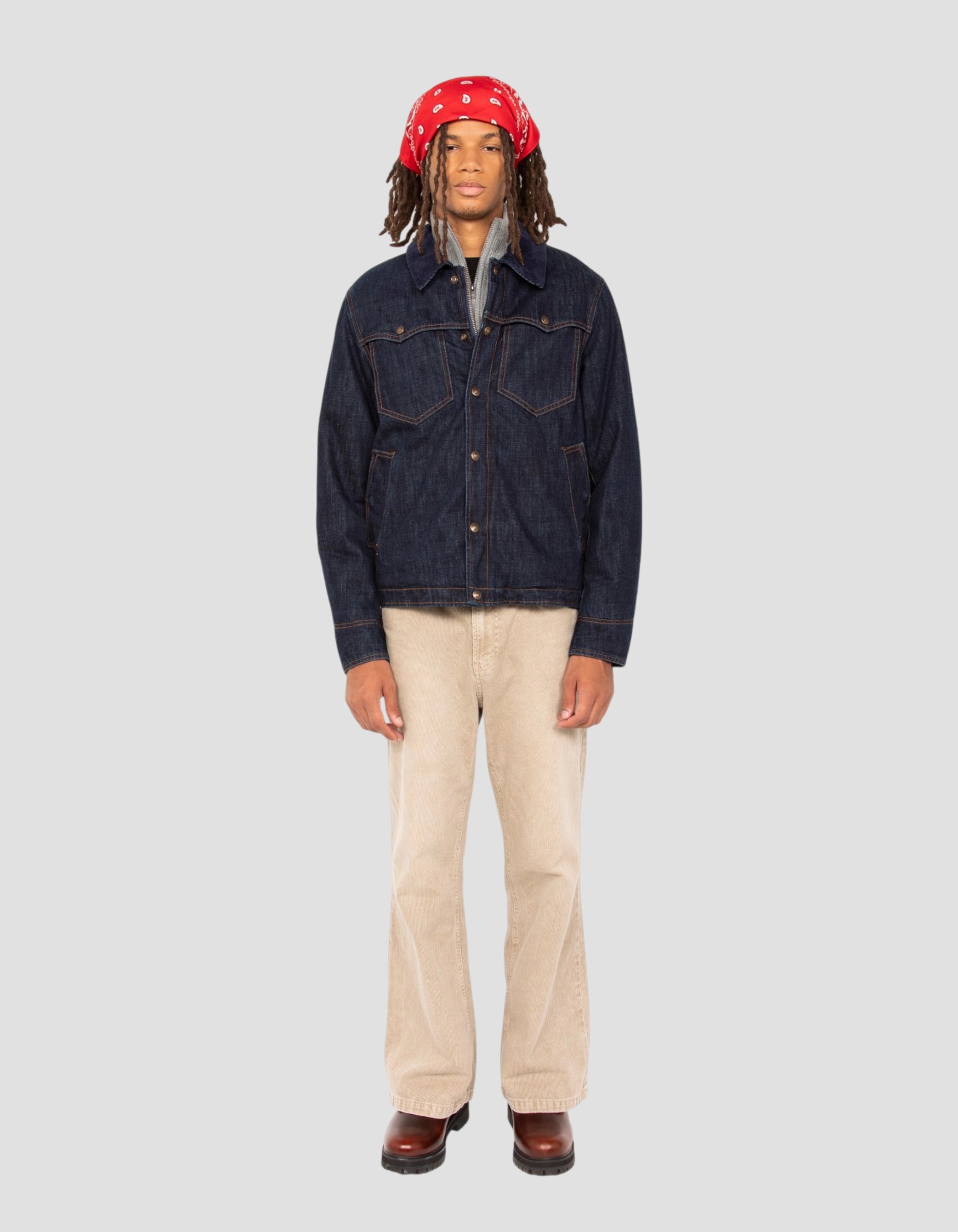 Chaqueta ranchera de algodón denim índigo, legendaria EE. UU.-1