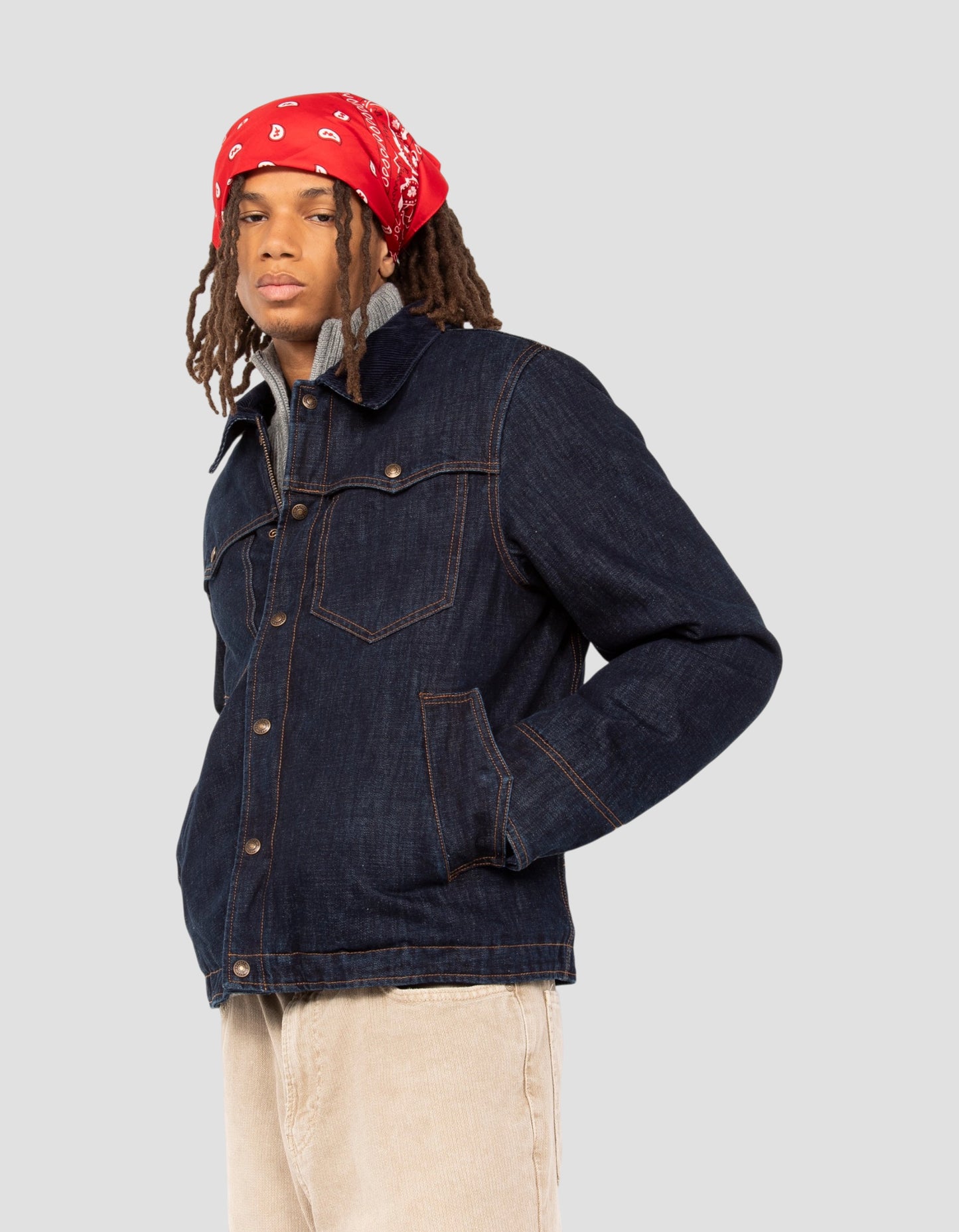 Chaqueta ranchera de algodón denim índigo, legendaria EE. UU.