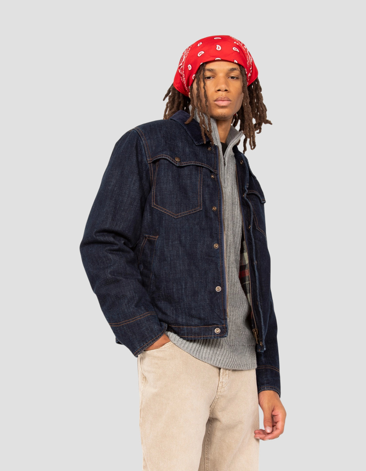 Chaqueta ranchera de algodón denim índigo, legendaria EE. UU.