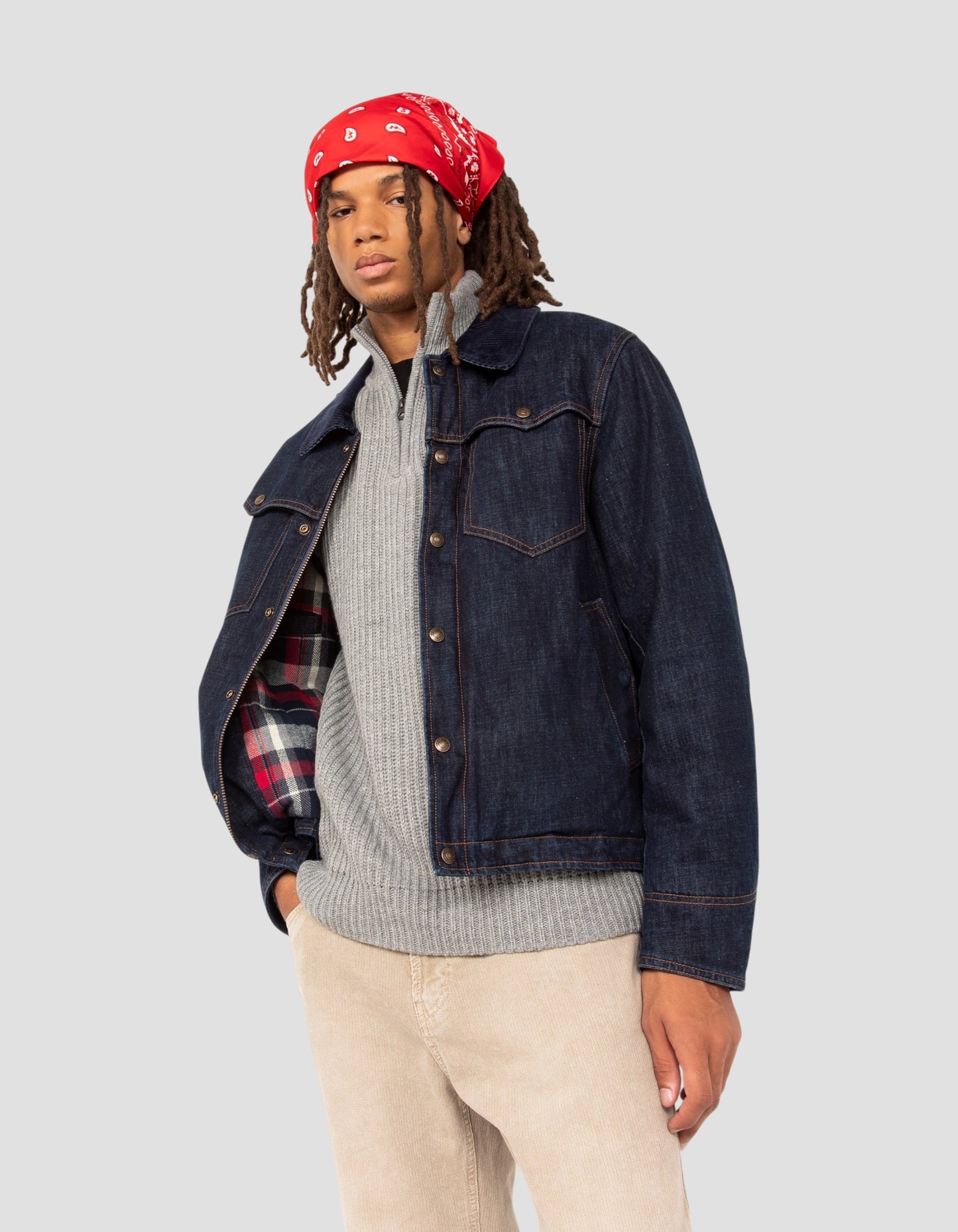 Chaqueta ranchera de algodón denim índigo, legendaria EE. UU.