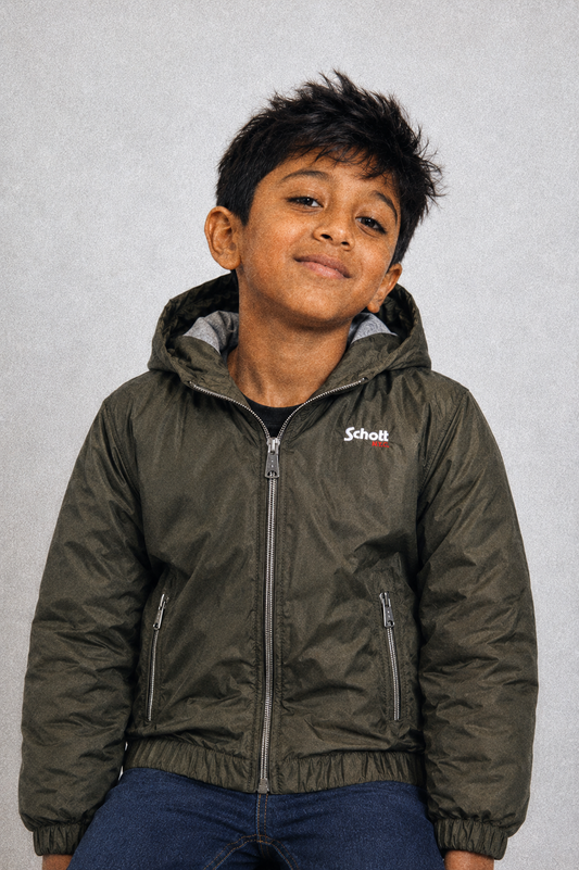Coupe-vent kaki à capuche