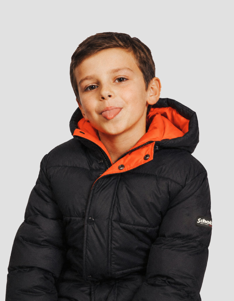 Blouson matelassé à capuche noir enfant-1