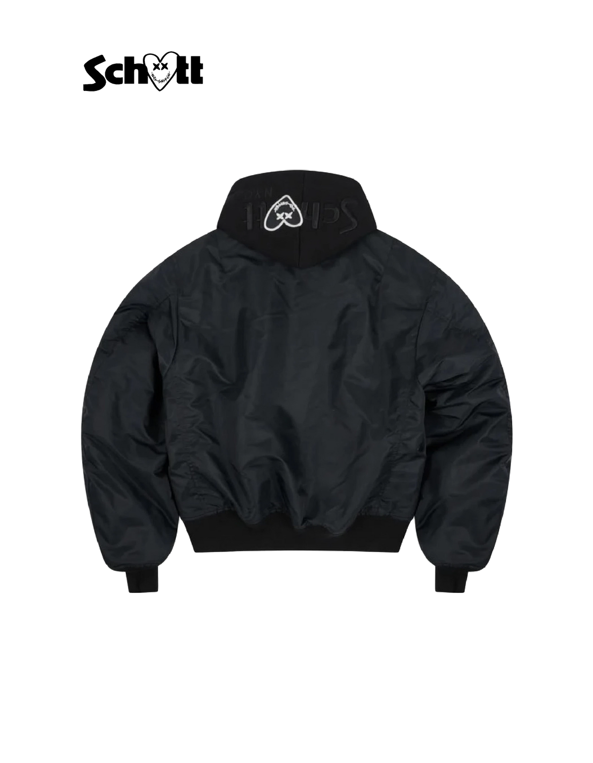 Schott NYC® x Eleven Paris unisex black zip hooded bomber jacket Schott NYC® x Eleven Paris unisex black zip hooded bomber jacket