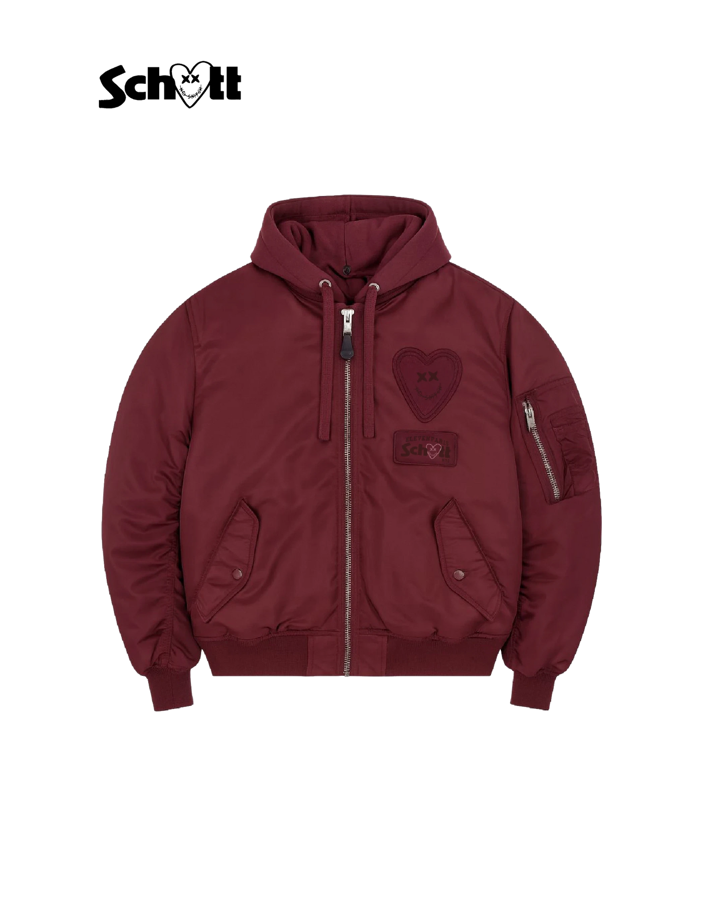 Gemischte Burm Bordeaux mit Schott NYC® X Eleven Pariser Kapuze geschliffen