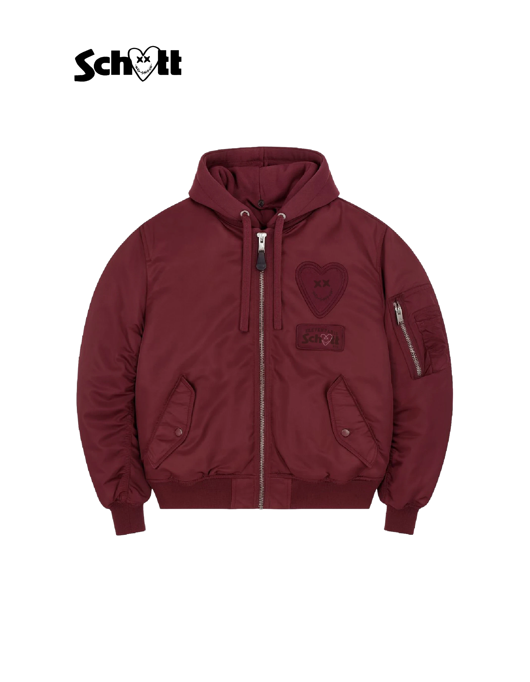 Gemischte Burm Bordeaux mit Schott NYC® X Eleven Pariser Kapuze geschliffen-1