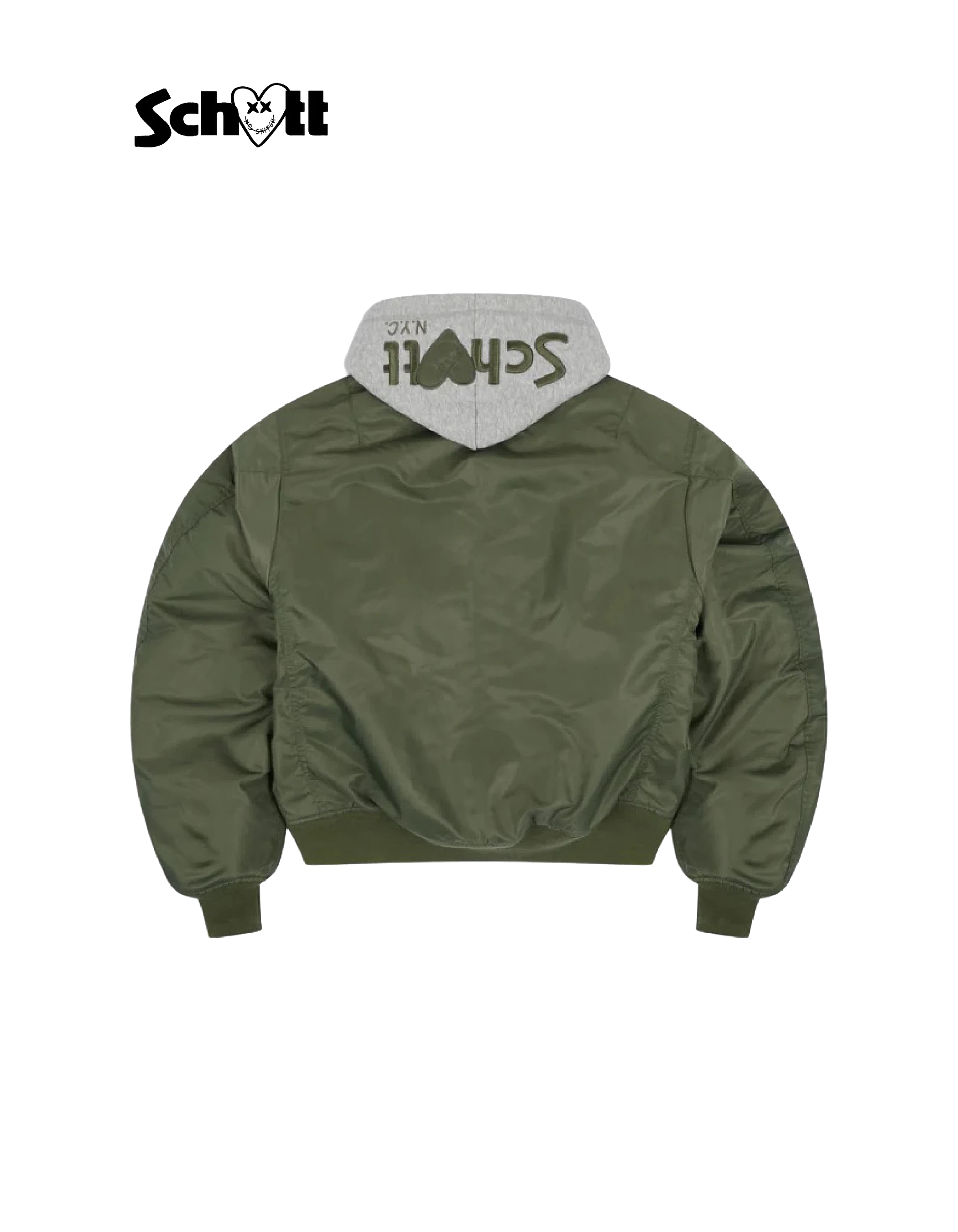 Bombardiere kaki salvia mista Zippato con Schott Nyc® X undici Parigi Cappuccio-2