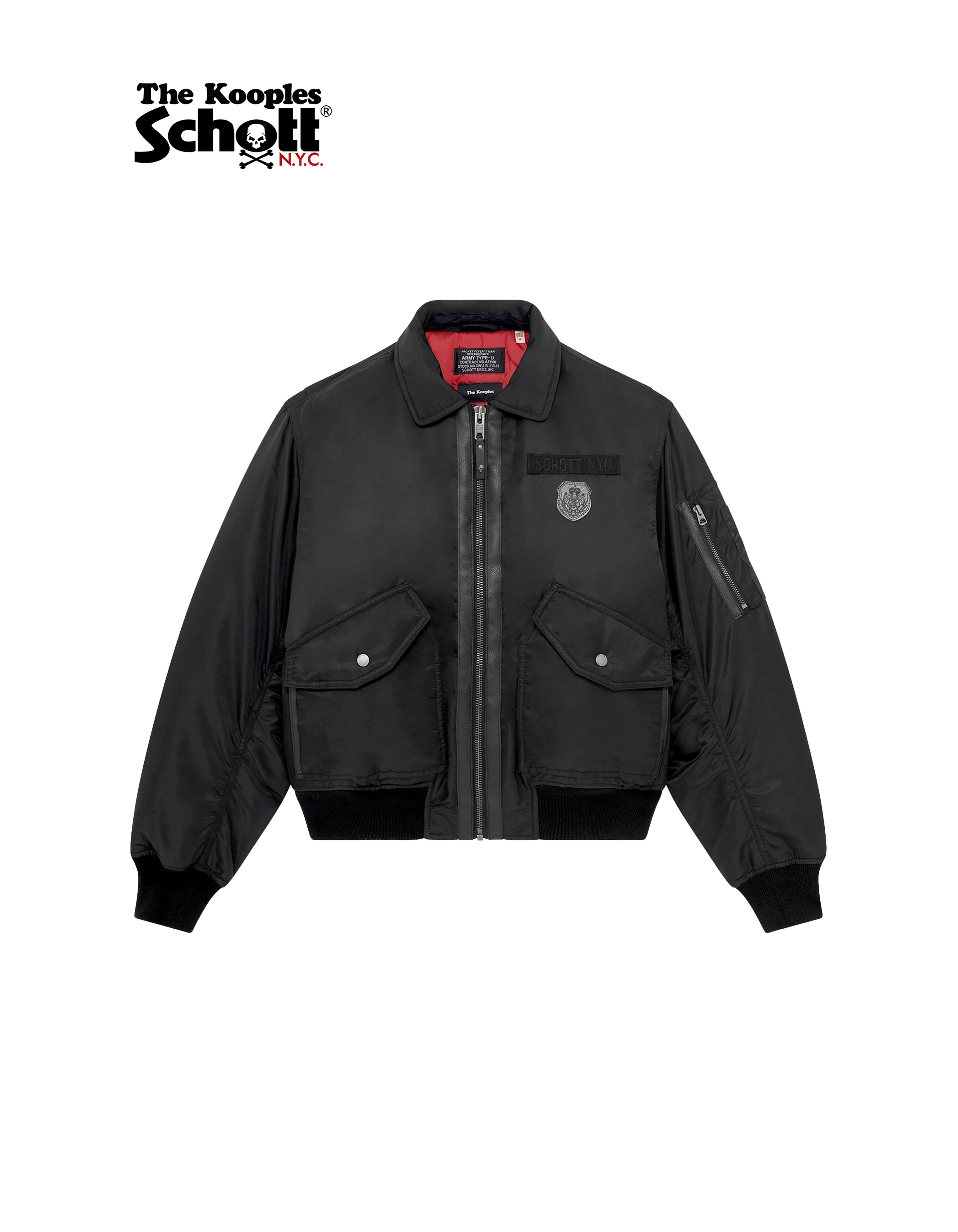 Schott NYC® x The Kooples men's black pilot bomber jacket
