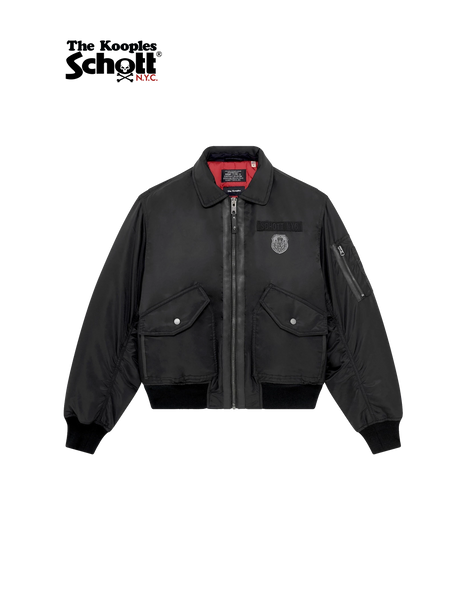 Schott NYC® x The Kooples women's black pilot bomber jacket