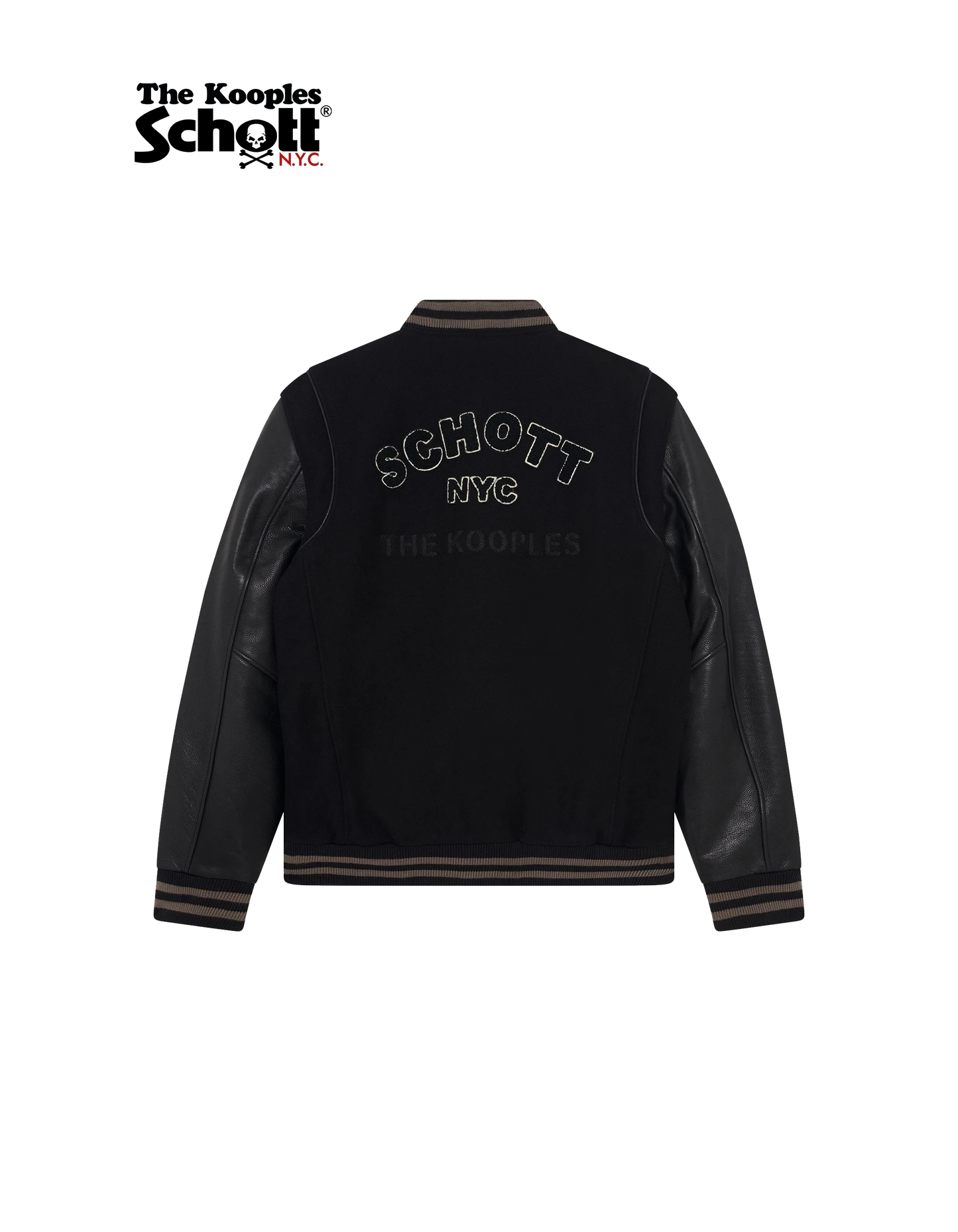 Giacca varsity in pelle maschile nera Schott Nyc® X The Kooples