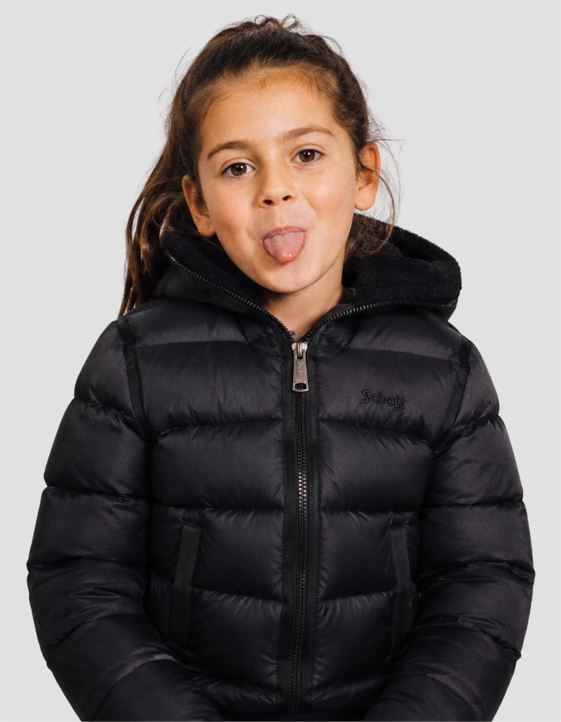 Doudoune enfant à capuche noire esprit bombardier-1